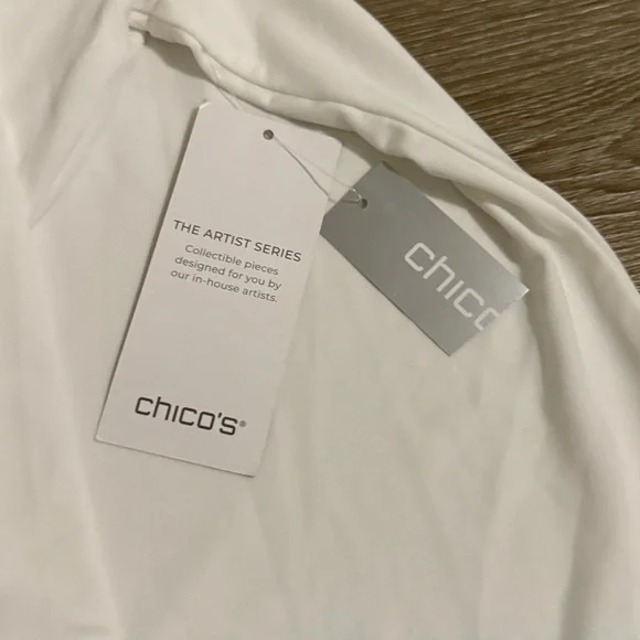 Chico's Asymmetrical Tie Dye Top Boat Neck Slinky Jersey - Picture 3 of 7